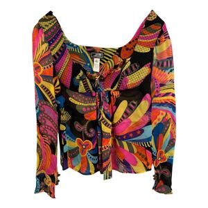 Gianni Versace Vintage Couture F/W 2002 Runway Psychedelic Silk Blouse 40 (S)